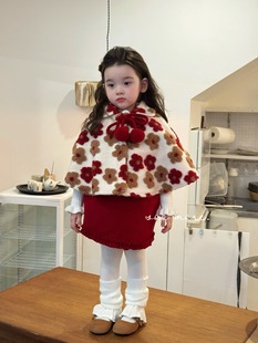 女宝宝加绒加厚红色新年服女孩冬装 女童2025冬季 新款