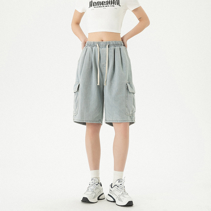 女装类目 现货2025夏新品男女中性工装牛仔五分短裤GX02P45 控68图片