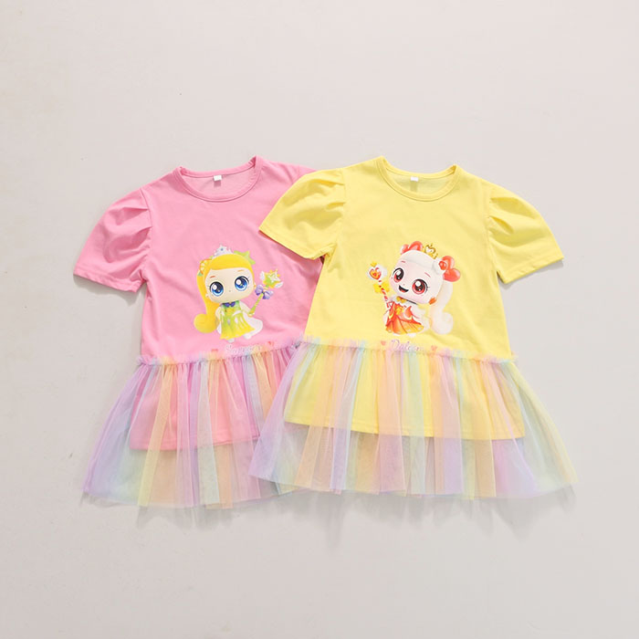 2024夏款韩国正品儿童装ALICE女童时尚萌可公主网纱卡通连衣裙