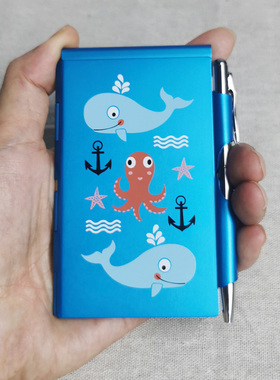 德国Troika创意小记事本 便携随身笔记本金属外壳带笔便签本ins风