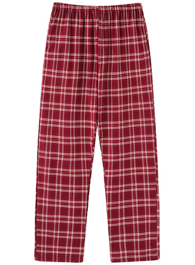 春秋季男单件睡裤100%纯棉结婚喜庆红色本命年全棉宽松长裤家居裤