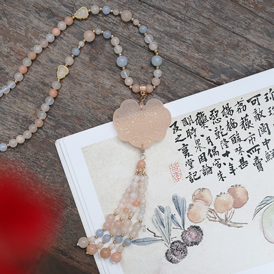 「吉祥如意」天然玉石福锁项链