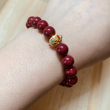 天然紫金砂高含量手串女款单圈