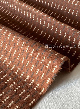 西云【咖色磨毛纯棉印花布料-150宽】秋冬手工童装衬衫包包内里