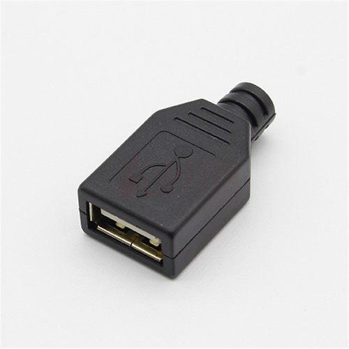 带胶壳USBA/B/C型公/母座三件套USB插座3件套卡盒/焊线式塑料外壳