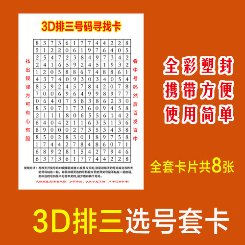 3D排三选号彩民好帮手一套共8张