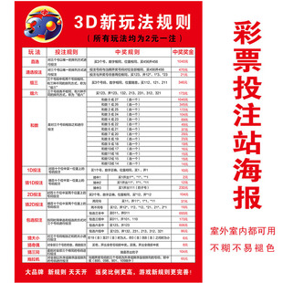 3D新玩法规则彩票点投注站用品3D新玩法图表彩票店海报贴画装饰