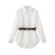 连衣裙配腰带辣妹设计感长袖 赵露思同款 白色不规则翻领衬衫 衬衣女