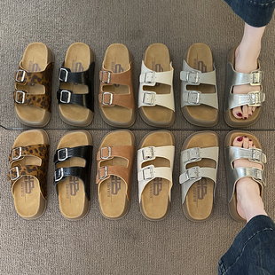 2025夏季爆款8832光板舒适百搭休闲厚底外穿时尚魔术贴勃肯拖鞋女