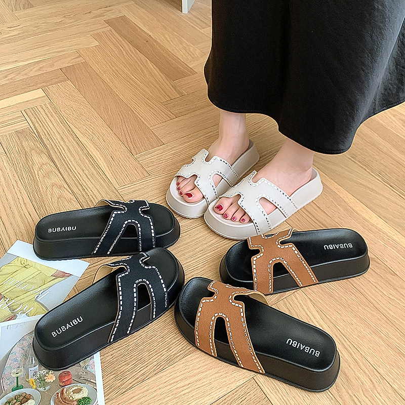 8832-9压钻带女夏日懒人凉拖韩版拖鞋一字型沙滩鞋