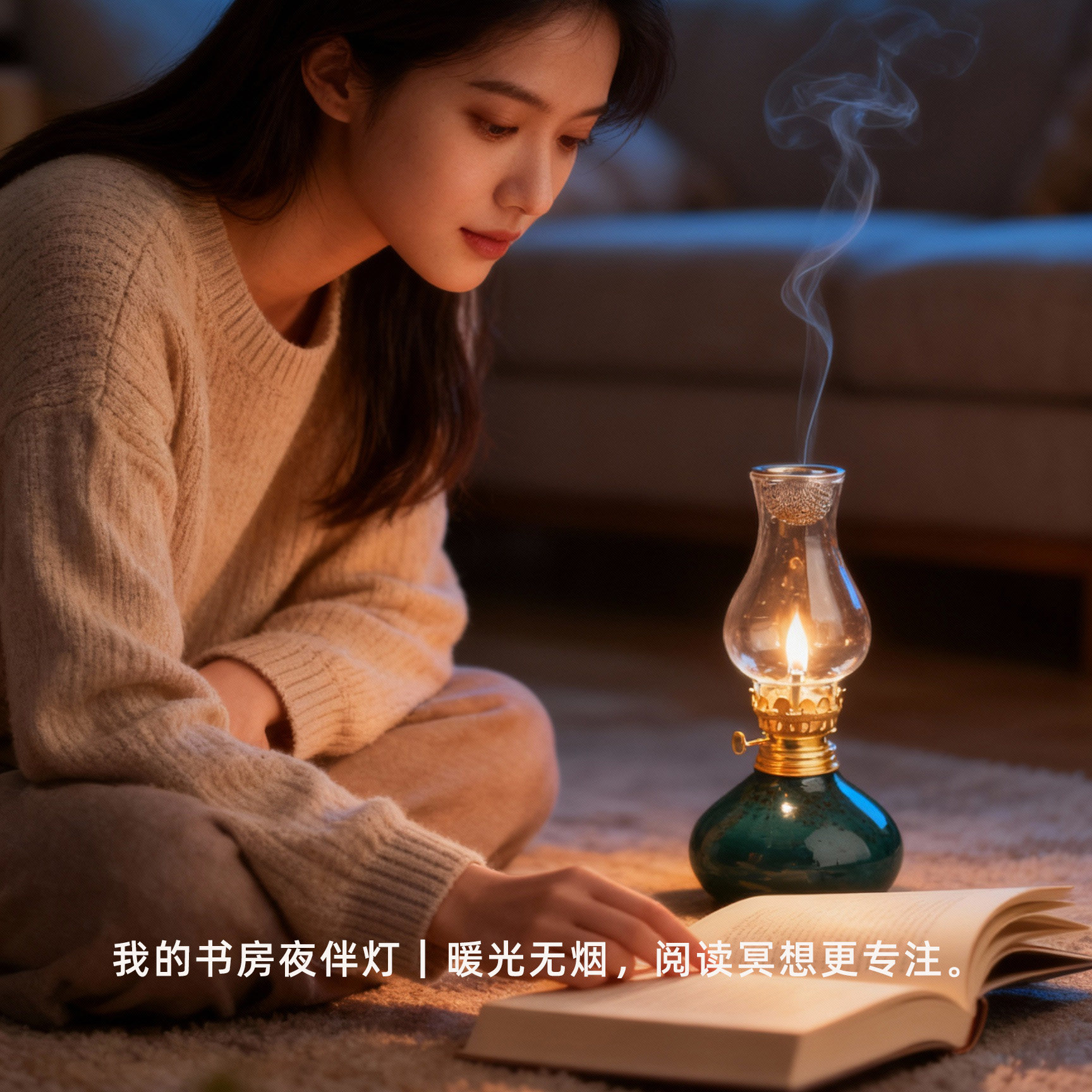 酥油熏香灯露营长明灯陶瓷家用煤油灯氛围小夜灯酥油熏香炉香薰灯图片