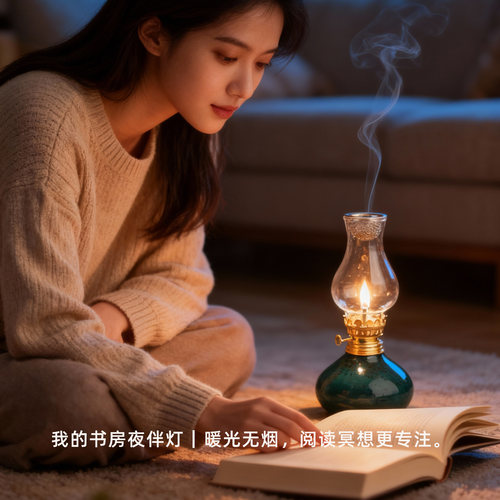 酥油熏香灯露营长明灯陶瓷家用煤油灯氛围小夜灯酥油熏香炉香薰灯