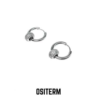 OSITERM水钻甜甜圈耳圈男女耳饰转运耳扣耳钉高级感气质耳环