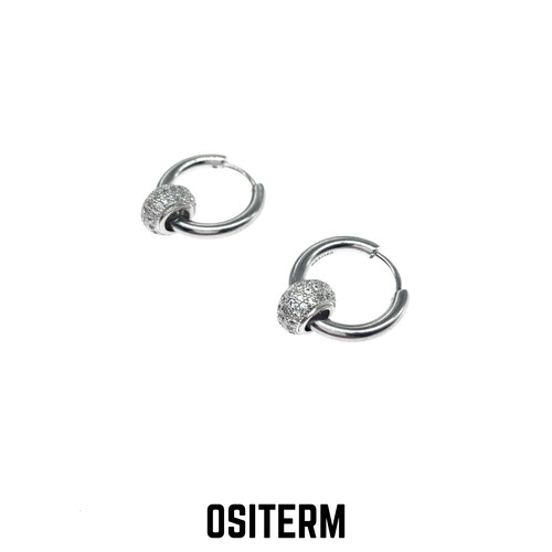 OSITERM水钻甜甜圈耳圈男女耳饰转运耳扣耳钉高级感气质耳环