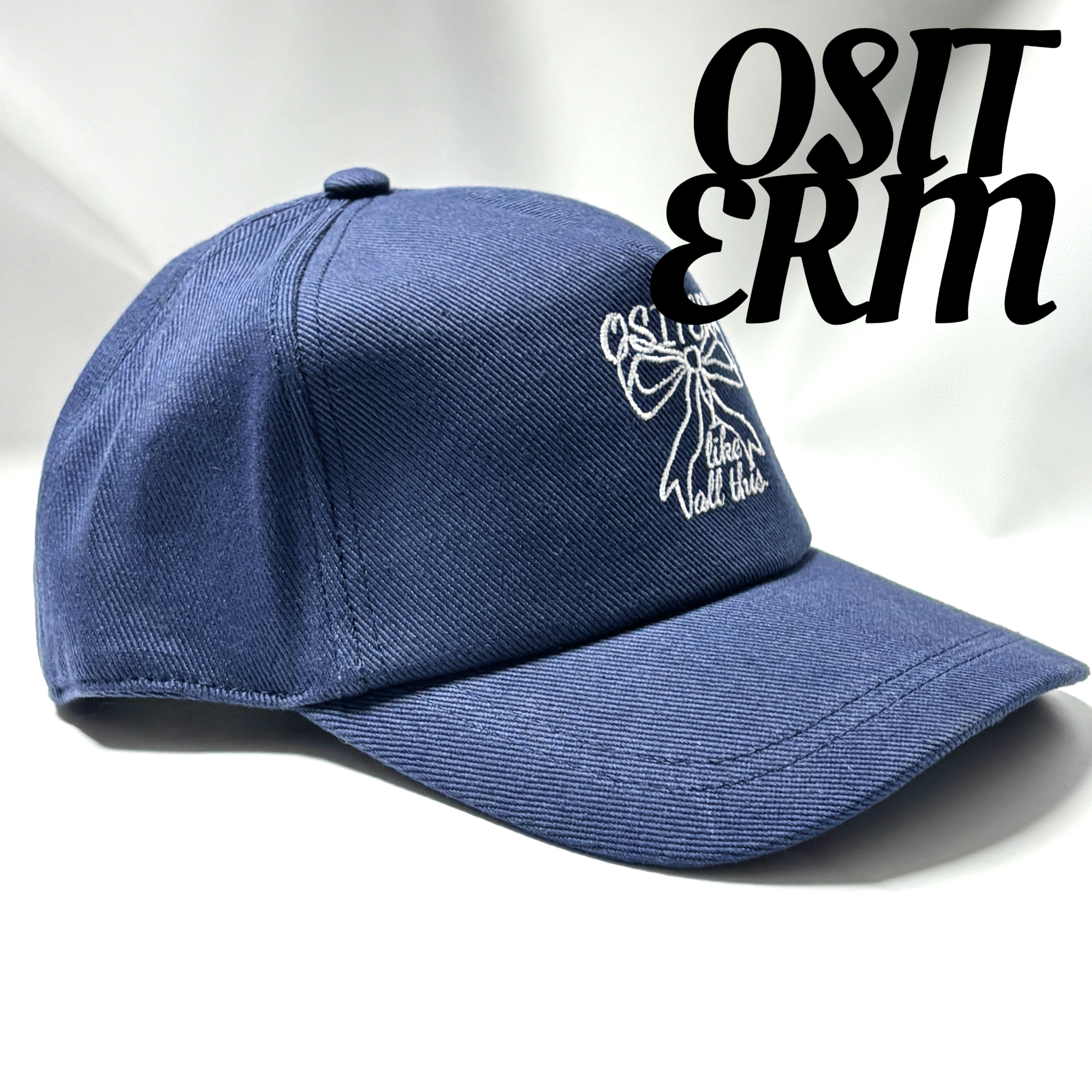 OSITERM新品蝴蝶结刺绣字母棒球帽那女通用韩系百搭弯檐帽