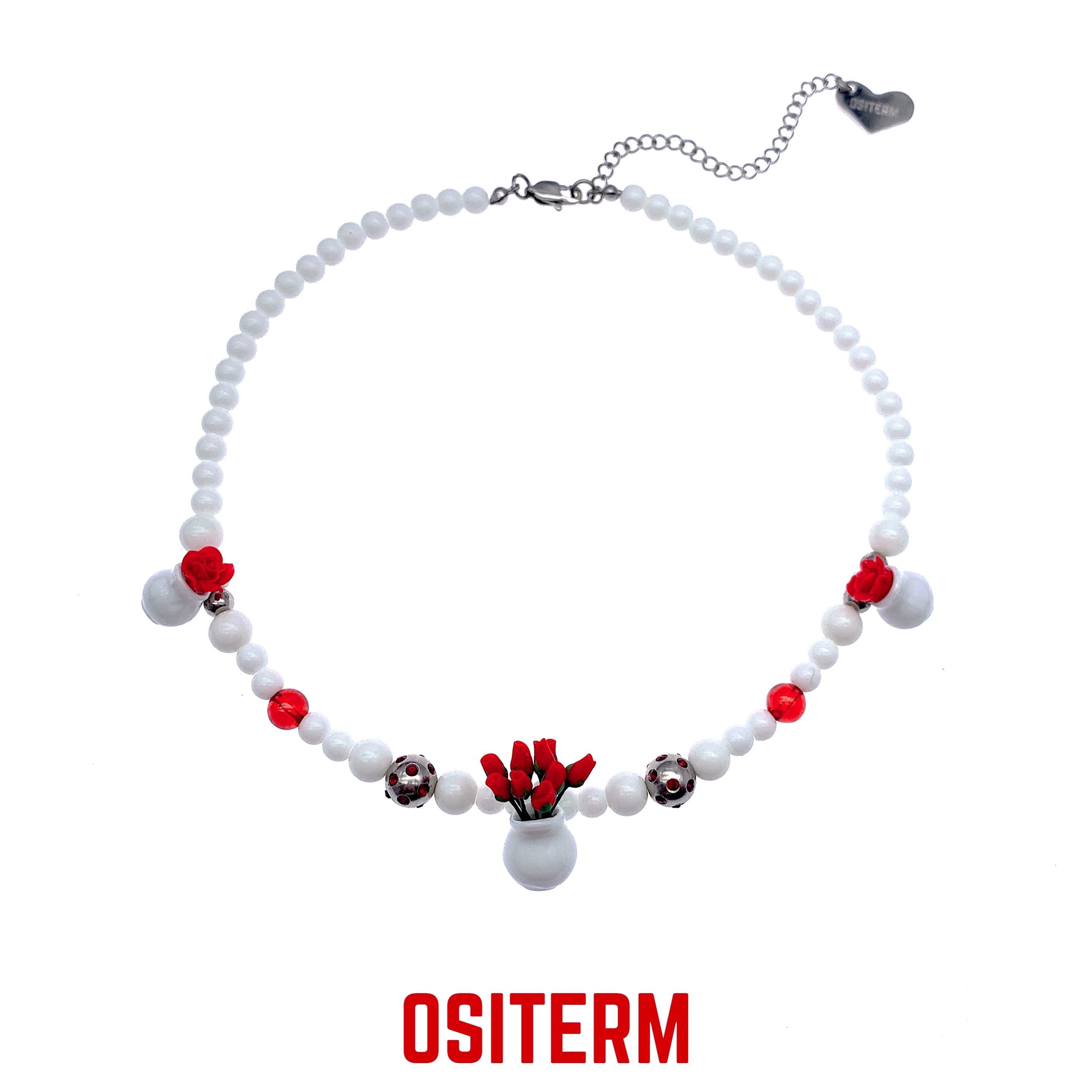 520限定OSITERMflipped系列红玫瑰花瓶项链男女款新中式陶瓷颈链