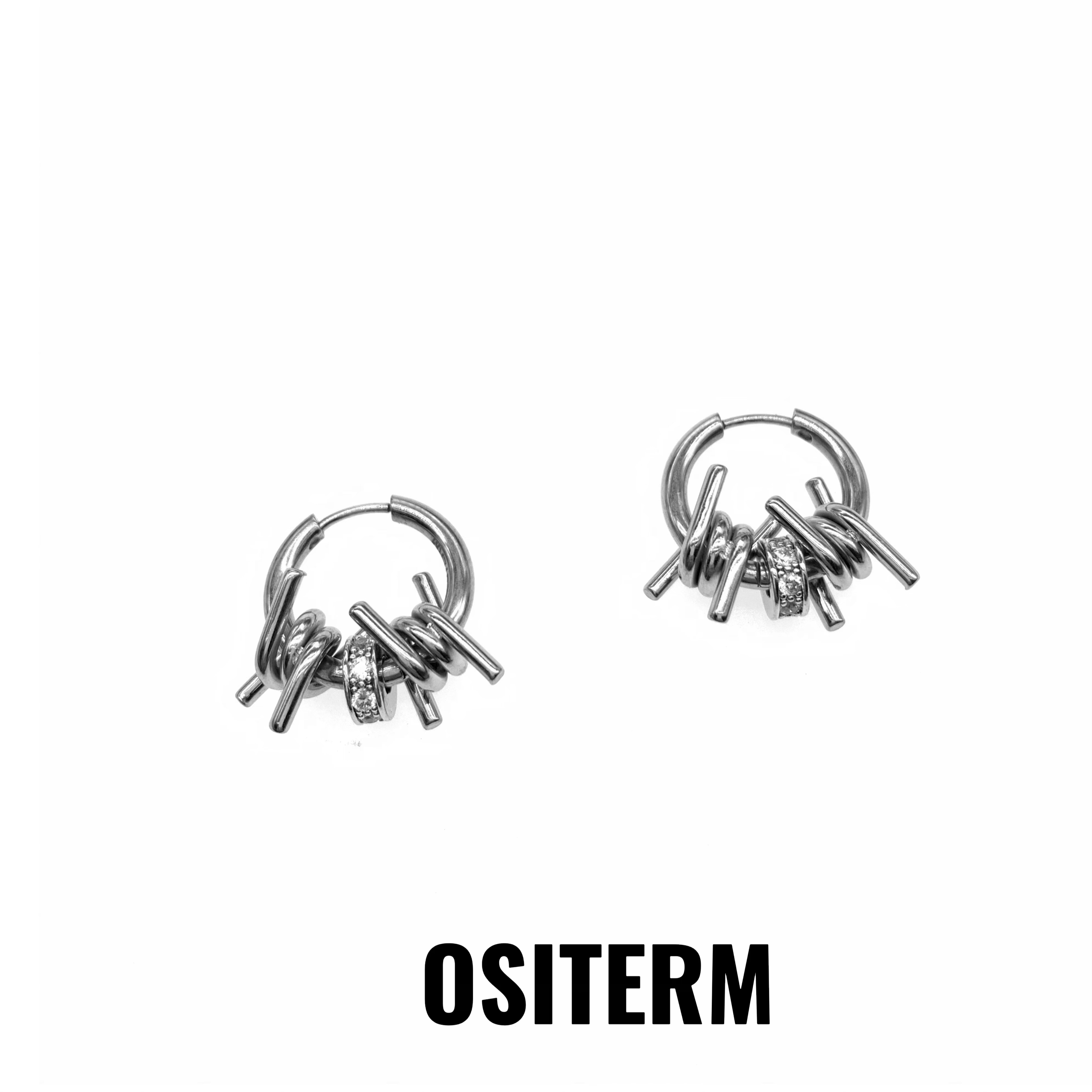 OSITERM机械荆棘耳环2025新款素圈耳扣女简约时尚冷淡风小众气质