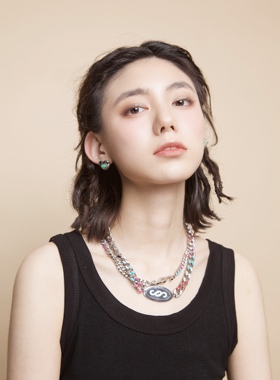OSITERMRainbowIsland彩虹岛系列彩色珐琅古巴链男女饰品毛衣链