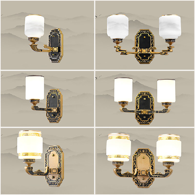 新中式壁灯轻奢大气客厅电视背景墙灯奢华双头卧室床头灯单头楼梯