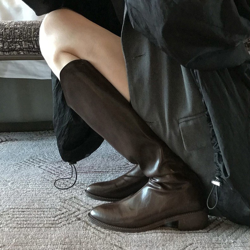 敲显气质~靴子女长筒靴粗