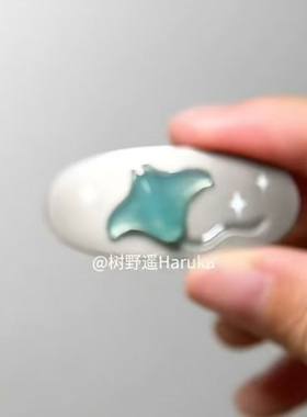 冰透蓝色魔鬼鱼发夹头饰侧边夹ins风可爱小发夹洋气时尚韩版配饰