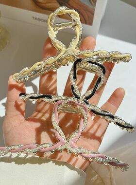 韩版金属高级感珍珠抓夹女春夏优雅发夹后脑勺大号气质发卡鲨鱼夹
