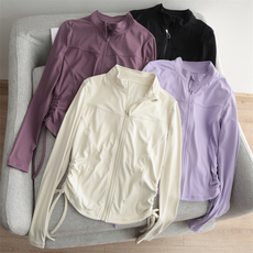 Куртка для йоги 普拉提抽褶收腰运动外套女夏2023新款专业跑步健身速干拉链瑜伽服