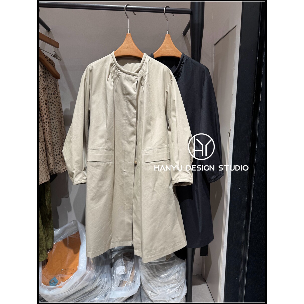 韩钰DESIGN极简中长款风衣女