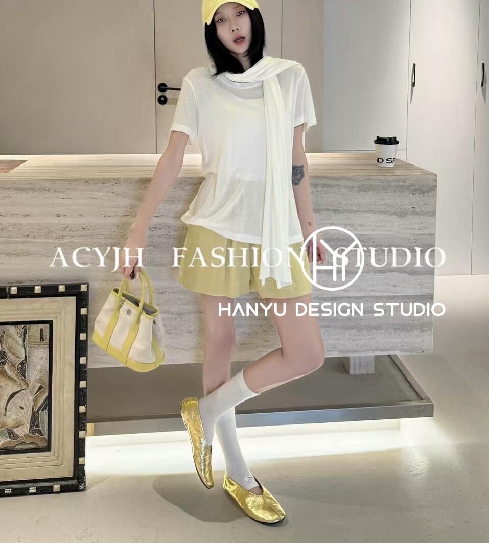 私信询价【韩钰DESIGN】2026夏季新款时尚温柔风带围脖短袖T恤女
