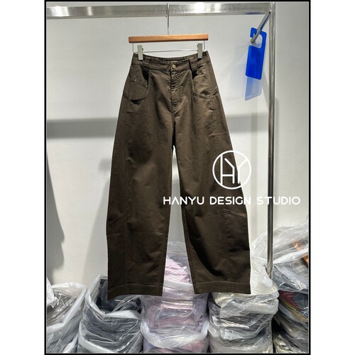 韩钰DESIGN高腰阔腿牛仔裤女