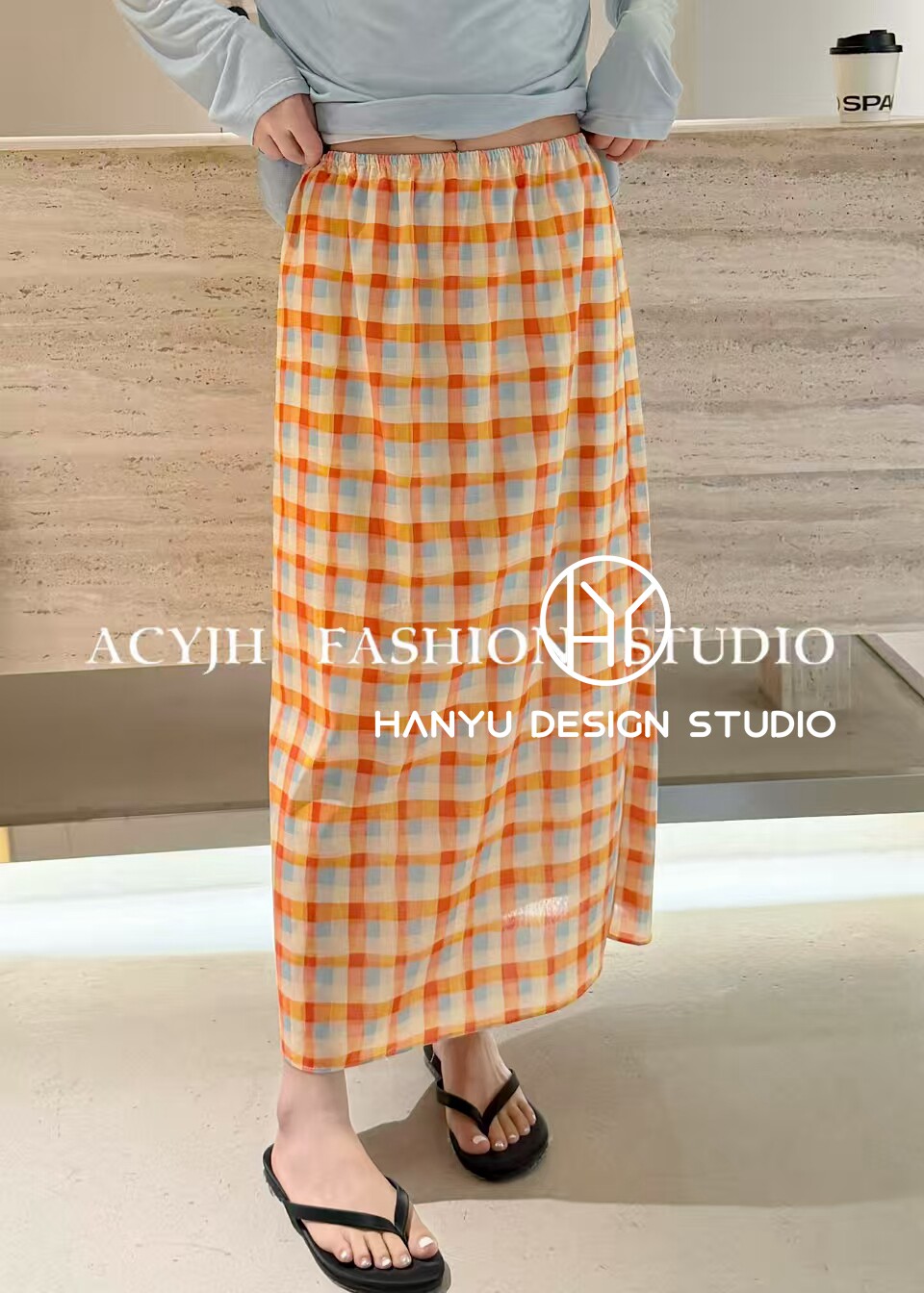 私信询价【韩钰DESIGN】2026夏季新款时尚高腰减龄格子半身裙女