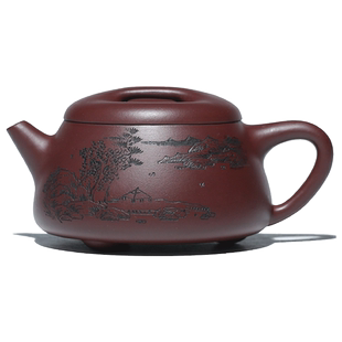 茗阳紫砂壶原矿纯全手工泡茶壶原矿老紫泥牛盖石瓢壶刻字家用茶壶