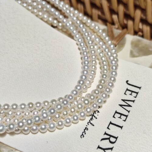 极细3mm正圆极光淡水ak小灯泡无暇小米珠链小米珠项链锁骨链纯银