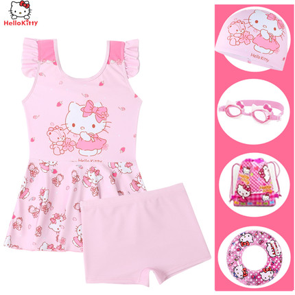 HelloKitty儿童泳衣女童2025新款分体体中小童女孩宝宝裙式速干泳