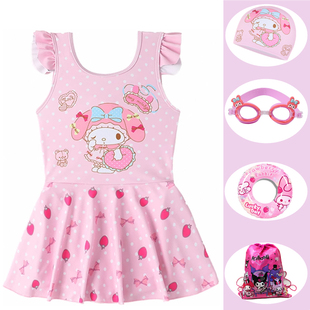 防晒泳装 美乐蒂儿童泳衣女童游泳衣中大童女孩连体2025新款 夏季