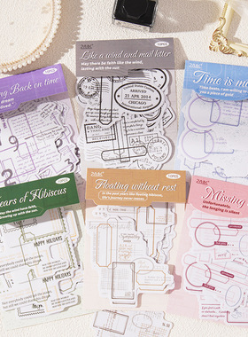 跨境ZABC和纸贴纸包 时光追忆系列 10张入轻复古基础英文标签贴纸