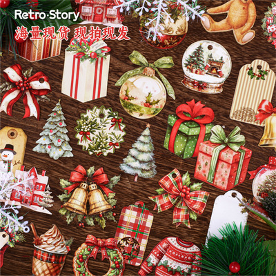 RetroStory贴纸包 冬叙集系列 圣诞款式打底拼贴装饰DIY手账6款