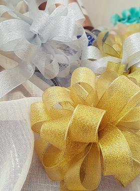 结婚婚车队装饰丝带拉花视镜扶手金黄色婚庆陪嫁车花车大号副车花