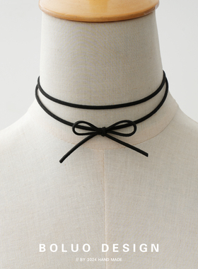 菠萝手作叠戴麂皮绒蝴蝶结choker