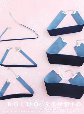 蓝色丝绒韩国简约百搭颈ins项圈