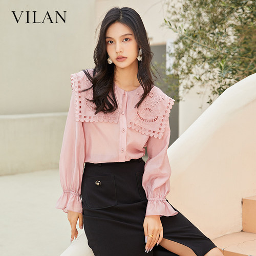 VILAN慧兰气质甜美长袖衬衫女