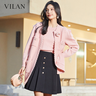 女装 高级感时髦洋气粉色上衣 小香风外套女2025春秋新款 慧兰商场款