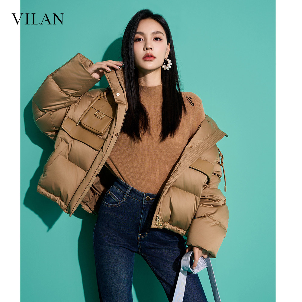 vilan/慧兰半高领羊毛衫女修身长袖毛衣2025秋新款百搭针织打底衫