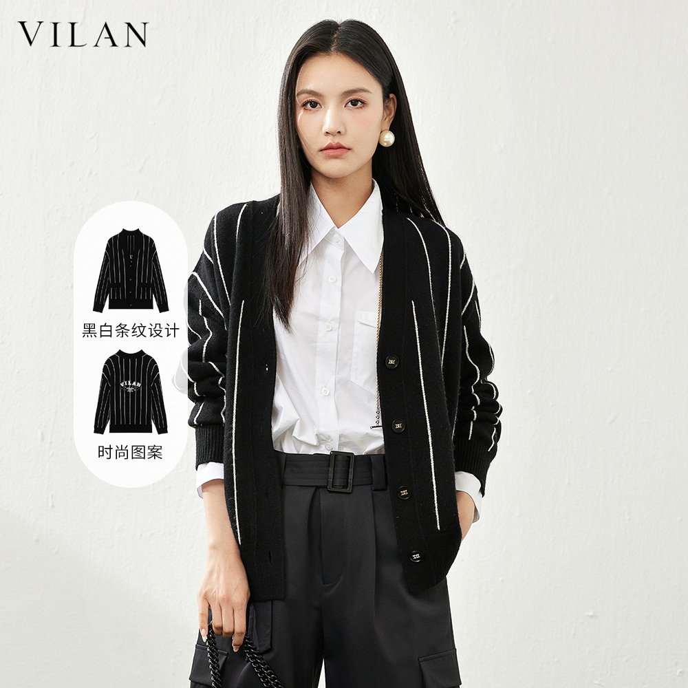 vilan/慧兰毛呢外套女宽松版高级感百搭2025春秋新款外套上衣外搭