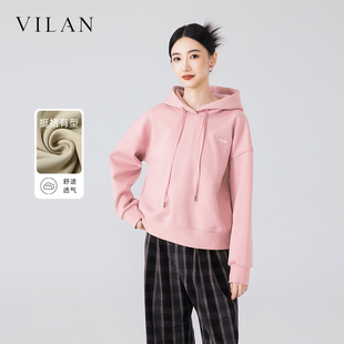 vilan/慧兰百搭休闲连帽长袖卫衣2025秋冬新款时尚洋气宽松上衣