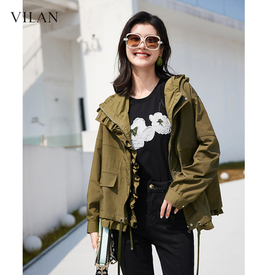 VILAN慧兰通勤连帽风衣外套女