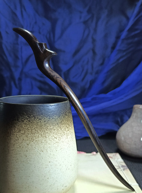 发簪黑檀木古风纯手工雕刻打磨