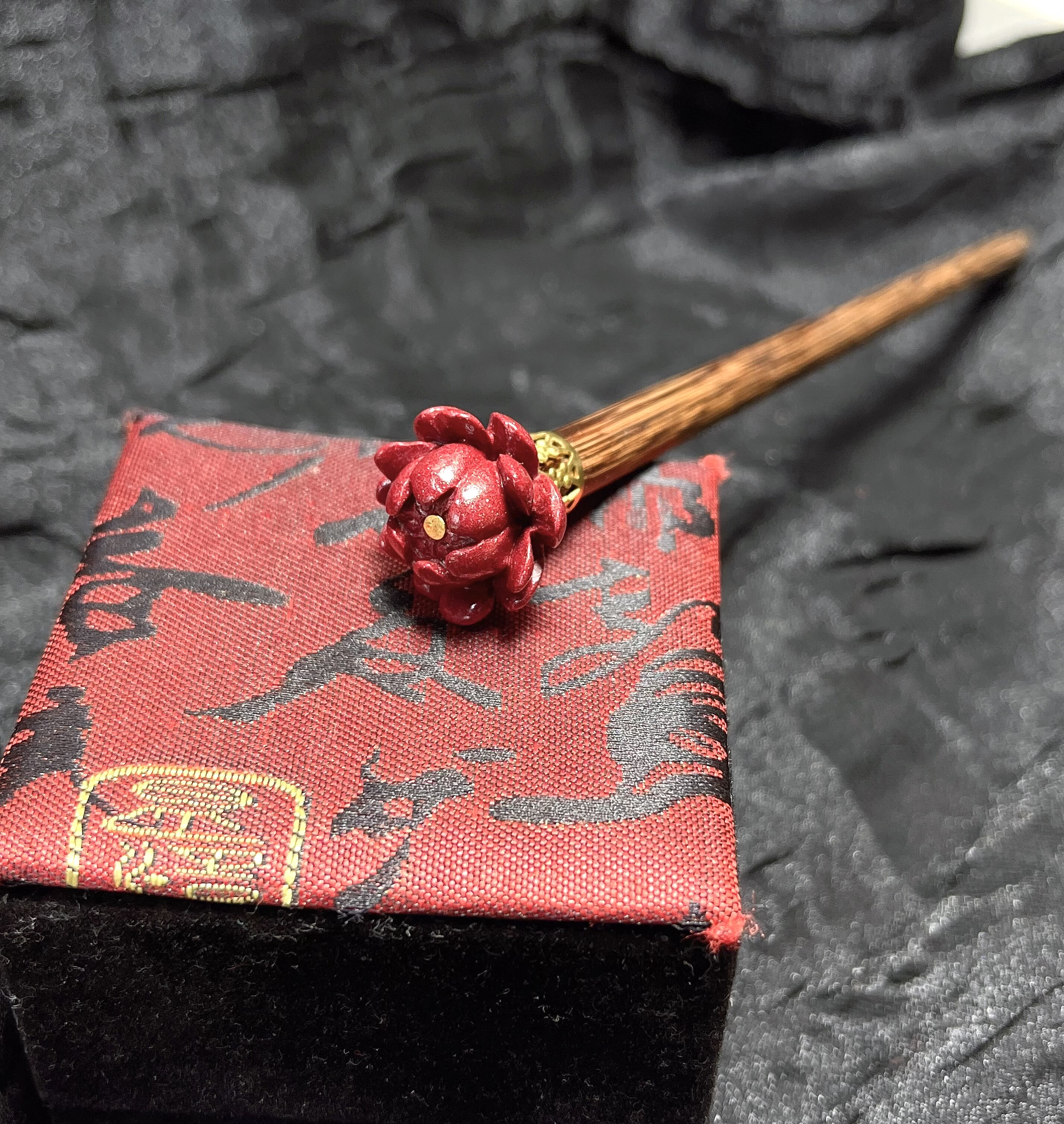 雕花步摇老琉璃珍珠玉髓朱砂发簪