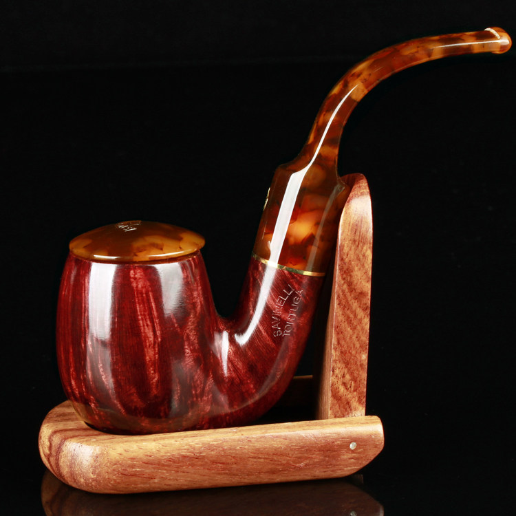 意大利进口石楠木烟斗沙芬玉雕盖干爽福尔摩斯叼斗savinelli 614