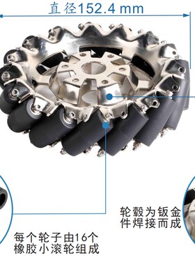 6寸麦克纳姆轮兼容大疆同款robomaster/gobilda/TETRIX/FTC/FRC赛